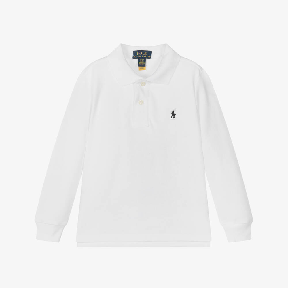 Ralph Lauren-Boys White Cotton Polo Shirt | Childrensalon Outlet