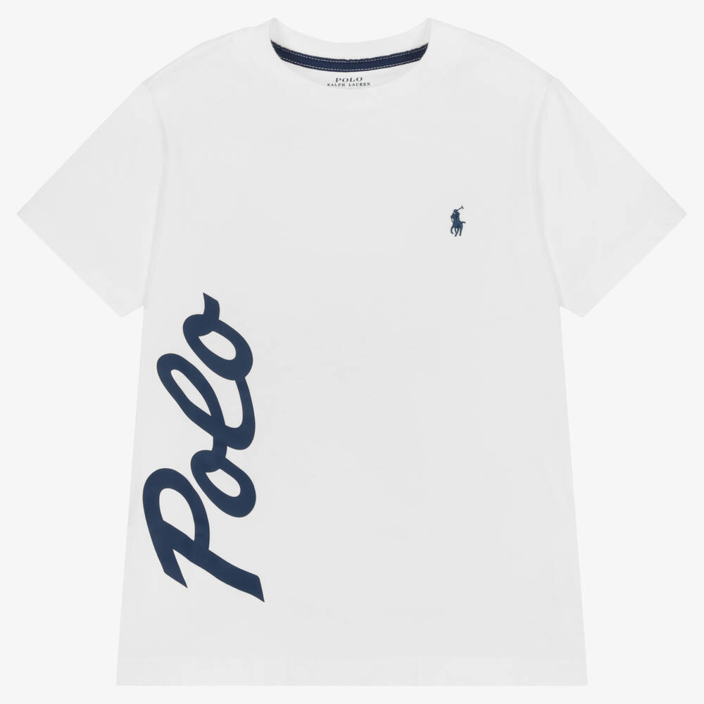 Ralph Lauren - Boys White Cotton Polo T-Shirt | Childrensalon