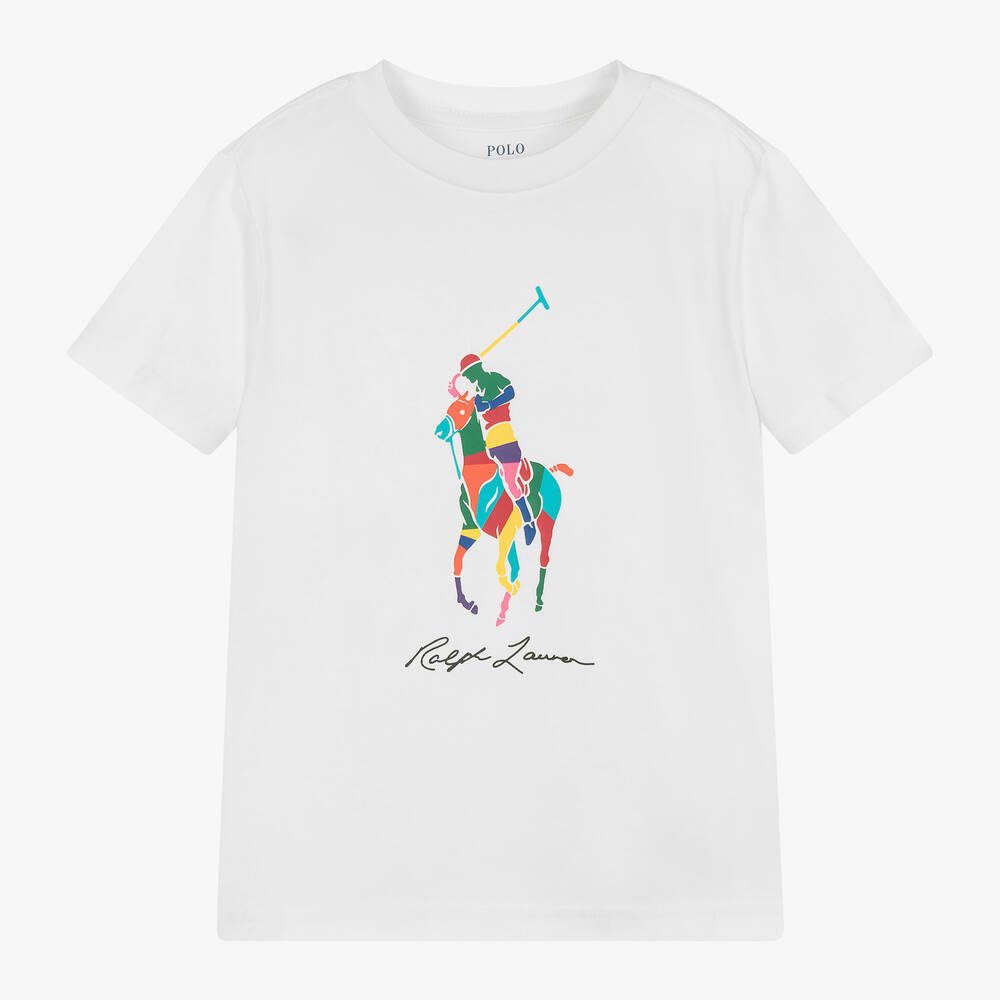 Boys White Cotton Pony T Shirt