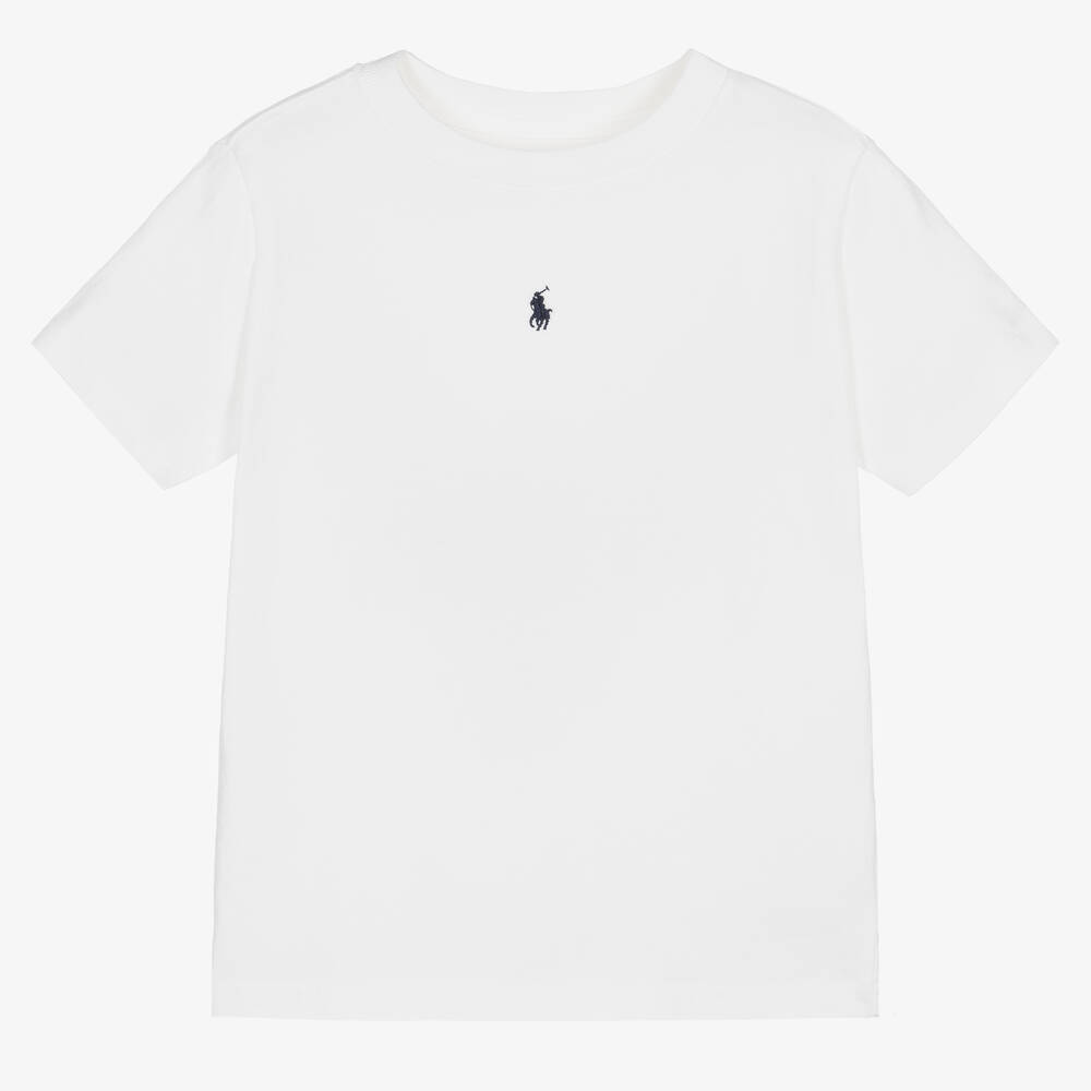 Ralph Lauren - T-shirt blanc en coton pour garçon | Childrensalon