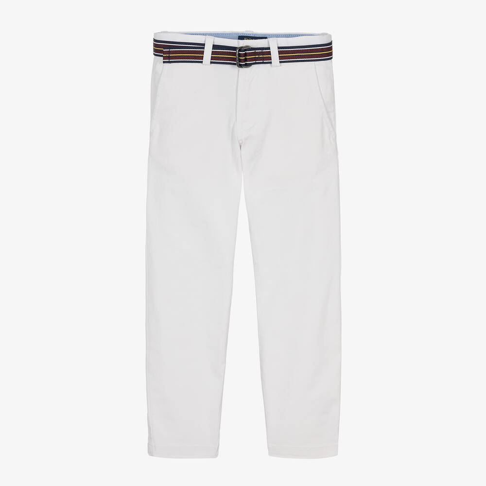 Ralph Lauren Boys White Cotton Twill Chino Trousers Childrensalon Outlet