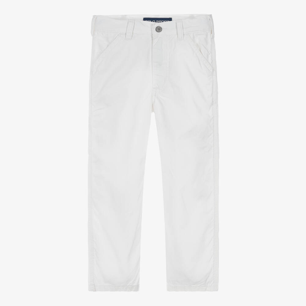 Ralph Lauren-Boys White Cotton Twill Chino Trousers | Childrensalon Outlet