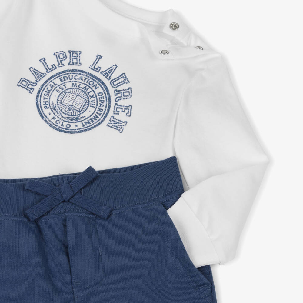 Ralph Lauren-طقم بنطلون أبيض بشعار للأولاد | Childrensalon Outlet
