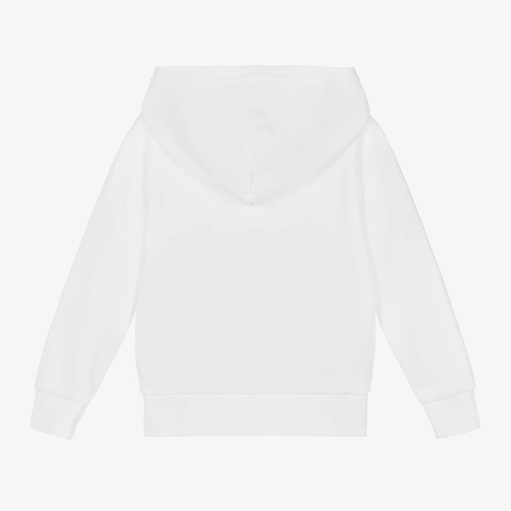Ralph Lauren-توب هودي قطن جيرسي مطرز لون أبيض للأولاد | Childrensalon Outlet