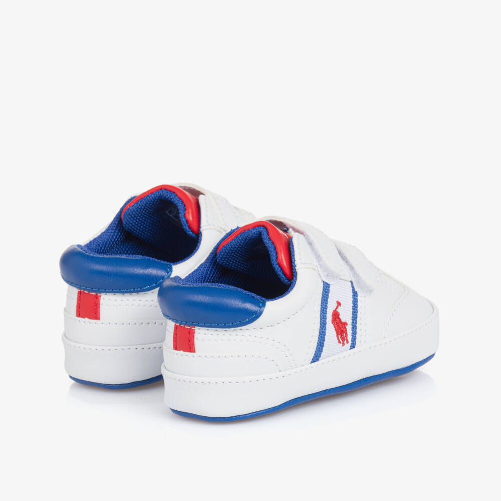 Ralph Lauren-Boys White Faux Leather Baby Sneakers | Childrensalon Outlet