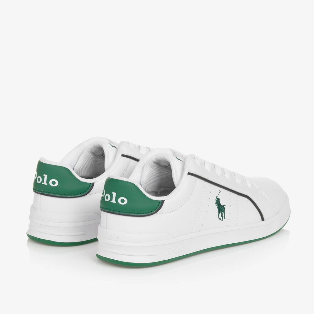 Ralph Lauren-Boys White Faux Leather Lace-Up Trainers | Childrensalon Outlet