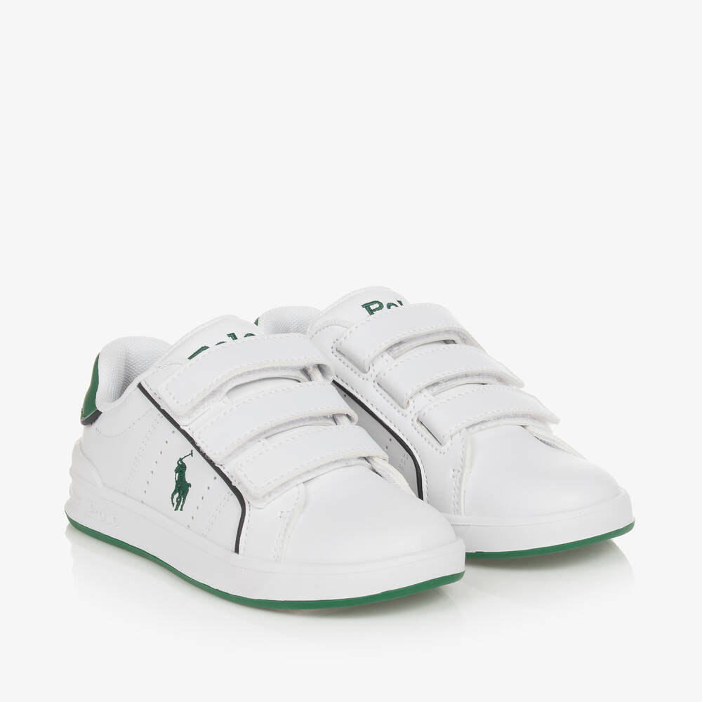 Ralph Lauren-Boys White Faux Leather Velcro Trainers | Childrensalon Outlet