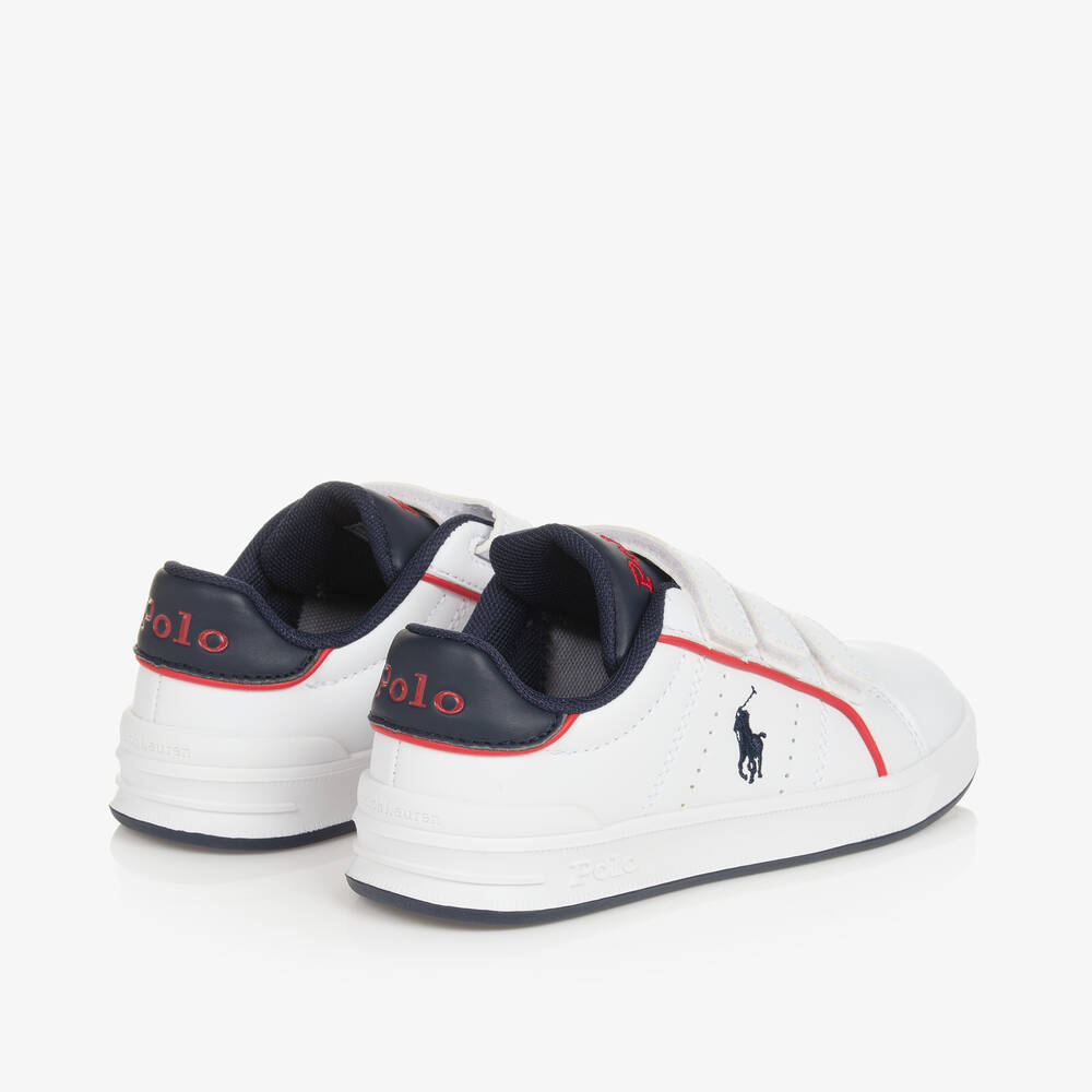 Ralph Lauren-Boys White Faux Leather Velcro Trainers | Childrensalon Outlet