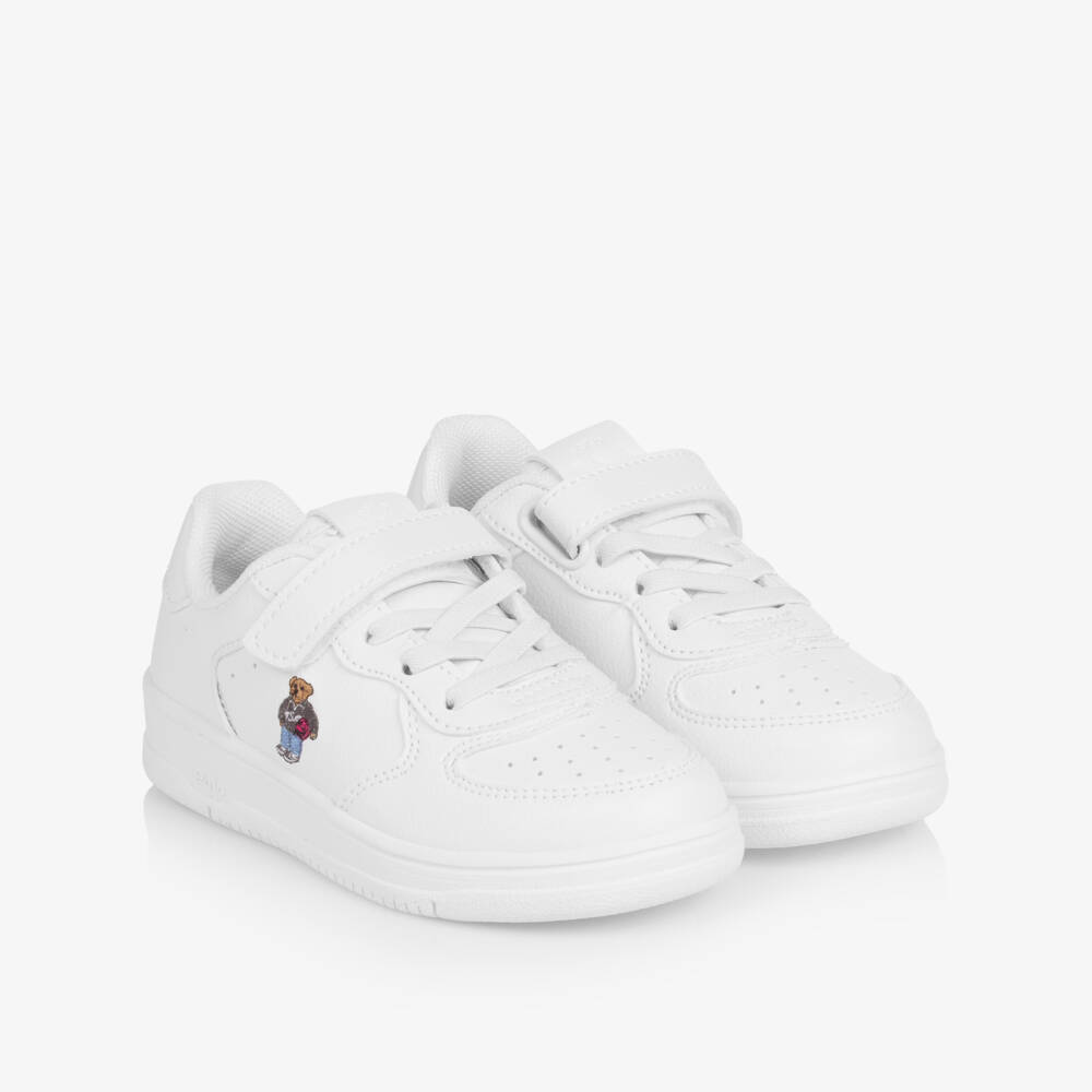 Ralph Lauren-Boys White Faux Leather Velcro Trainers | Childrensalon Outlet