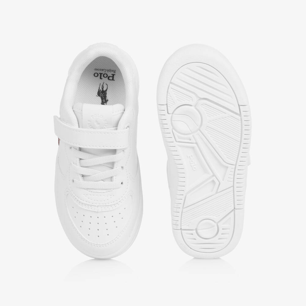 Ralph Lauren-Boys White Faux Leather Velcro Trainers | Childrensalon Outlet