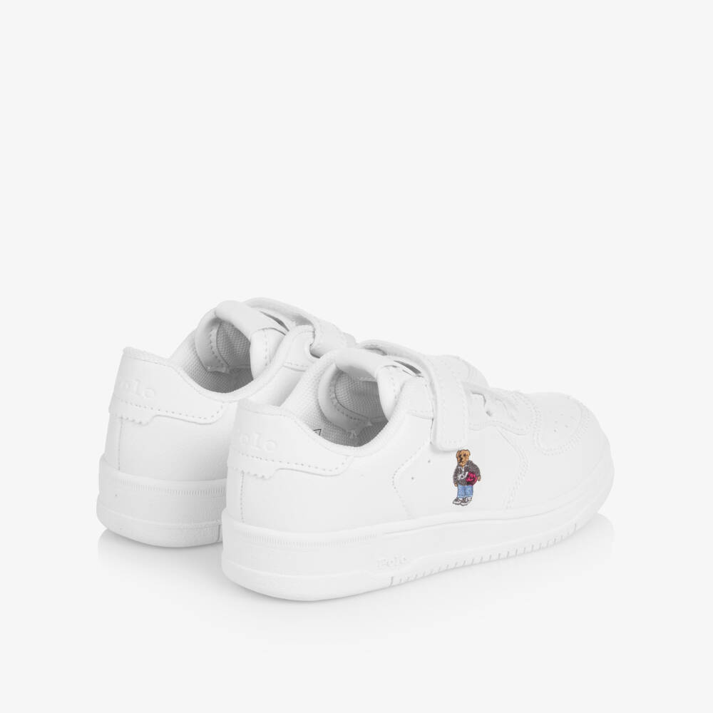 Ralph Lauren-Boys White Faux Leather Velcro Trainers | Childrensalon Outlet