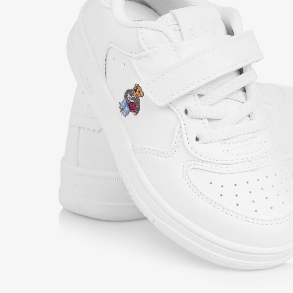 Ralph Lauren-Boys White Faux Leather Velcro Trainers | Childrensalon Outlet