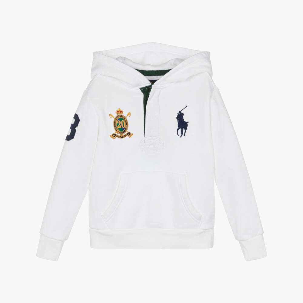Ralph Lauren-Boys White Fleece Logo Top | Childrensalon Outlet