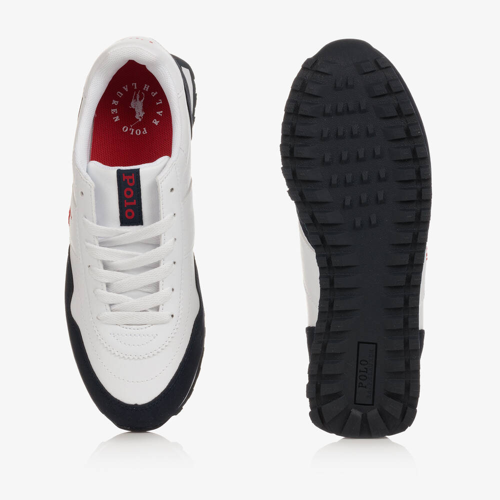 Boys white ralph lauren trainers online