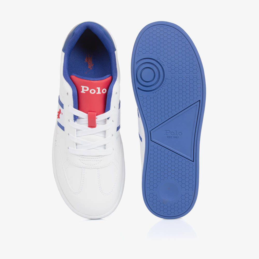 Ralph Lauren-Boys White Logo Lace-Up Sneakers | Childrensalon Outlet