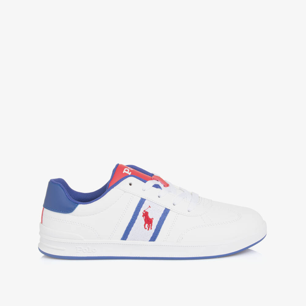 Ralph Lauren-Boys White Logo Lace-Up Sneakers | Childrensalon Outlet