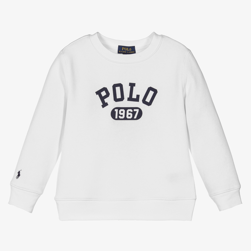 Polo Ralph Lauren - Boys White Logo Sweatshirt | Childrensalon Outlet