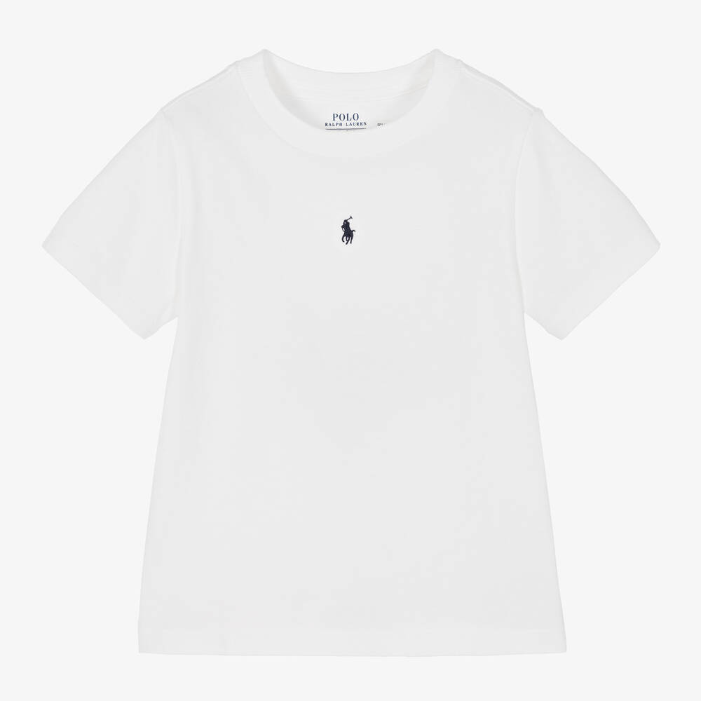 Polo Ralph Lauren - Boys White Logo T-Shirt | Childrensalon