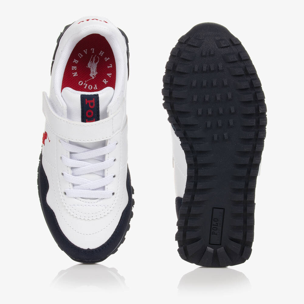 Polo Ralph Lauren-ترينرز جلد صناعي لون أبيض للأولاد | Childrensalon Outlet