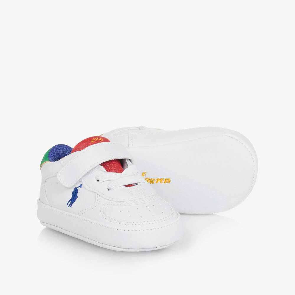 Ralph Lauren-Boys White Multi-Panel Pre-Walkers | Childrensalon Outlet
