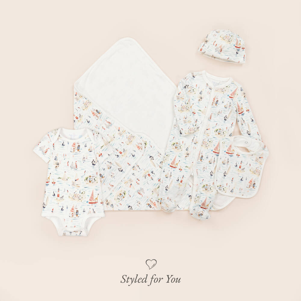 Ralph Lauren-Boys White Nautical Print Bodysuit | Childrensalon Outlet