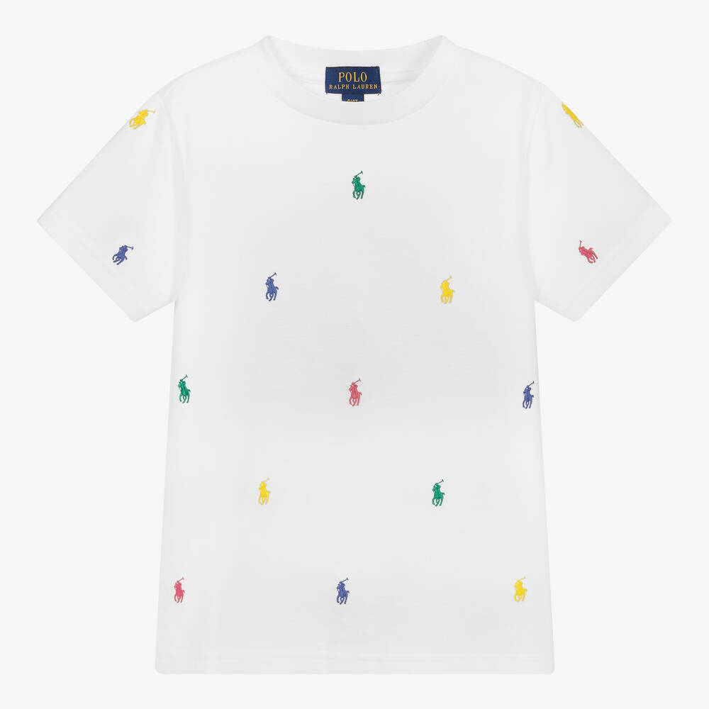 Polo Ralph Lauren - Boys White Piqué Logo T-Shirt | Childrensalon