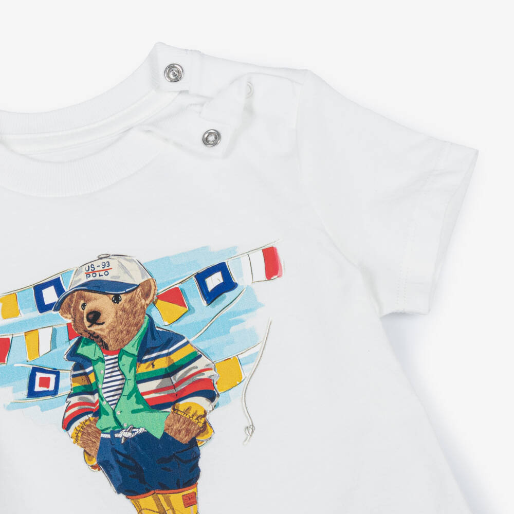 Ralph Lauren-Boys White Polo Bear Tee | Childrensalon Outlet