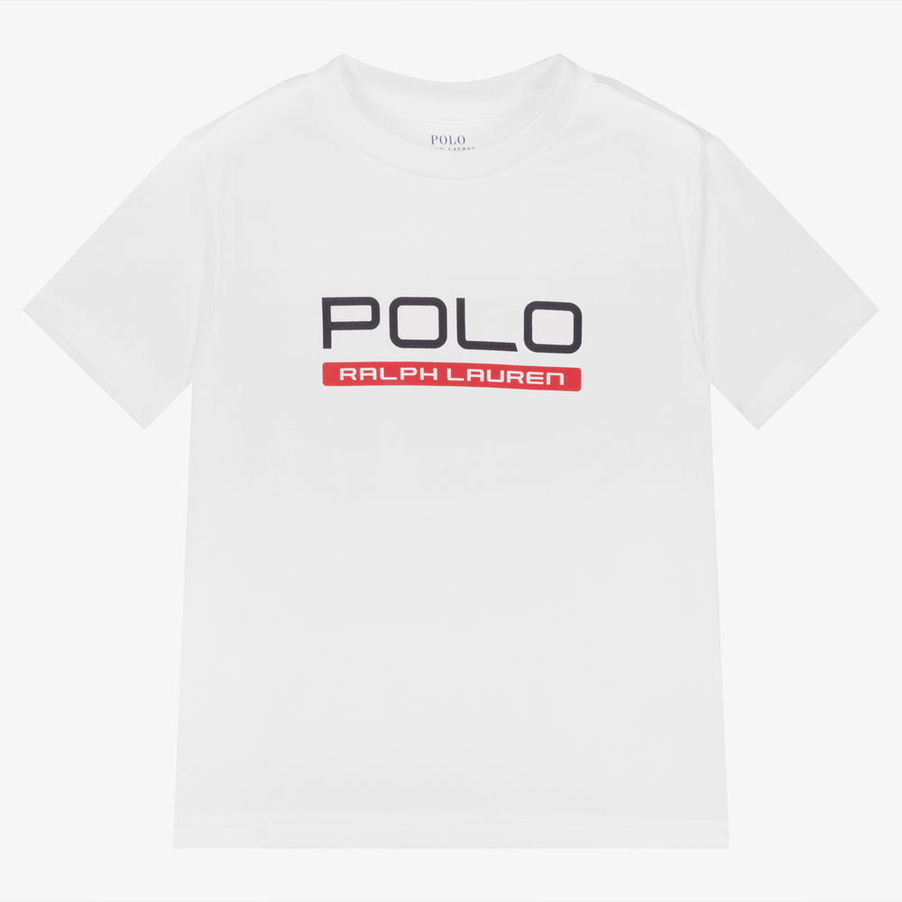 Polo Ralph Lauren - Boys White Sports T-Shirt | Childrensalon