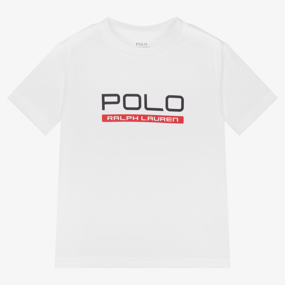 Polo Ralph Lauren-Boys White Sports T-Shirt | Childrensalon Outlet