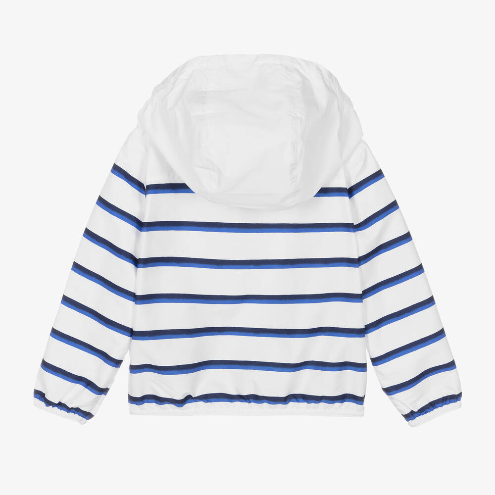 Ralph Lauren-Boys White Striped Windbreaker Jacket | Childrensalon Outlet