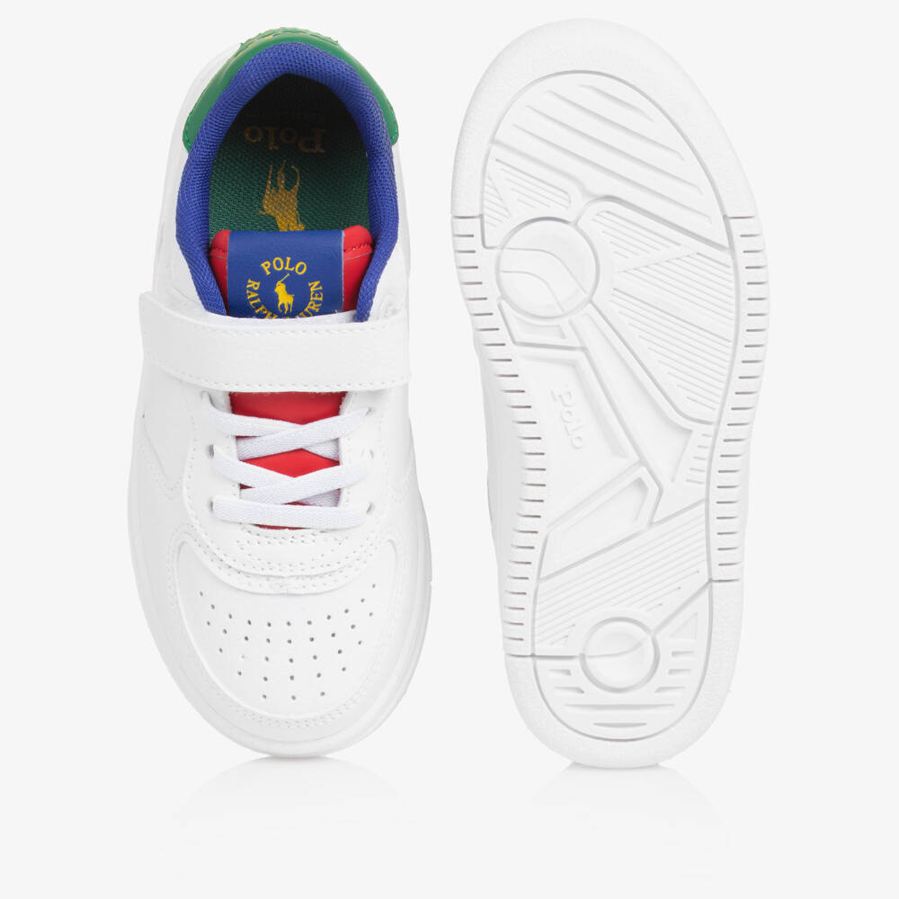 Ralph Lauren-Boys White Velcro Colorful Trainers | Childrensalon Outlet
