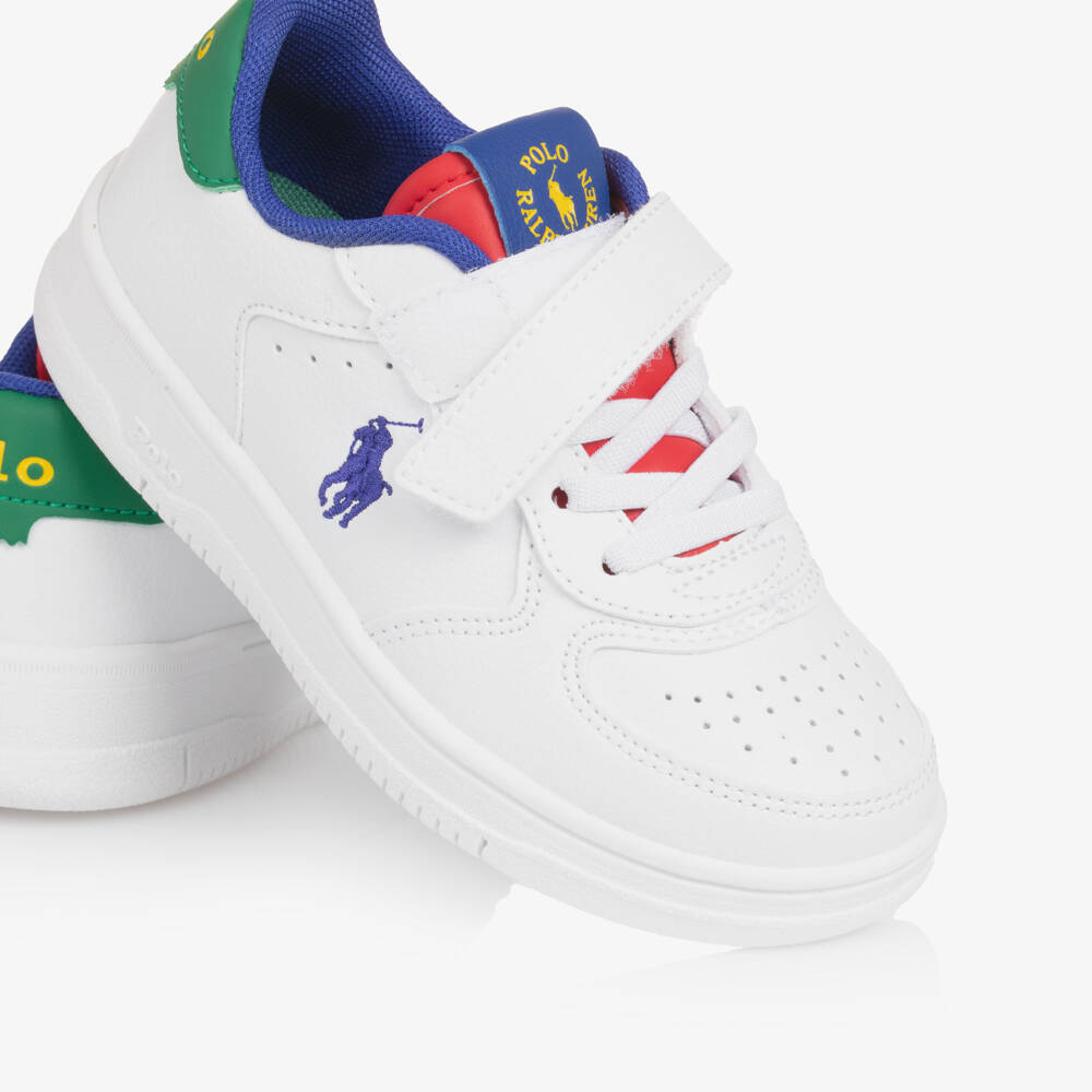 Ralph Lauren-Boys White Velcro Colorful Trainers | Childrensalon Outlet