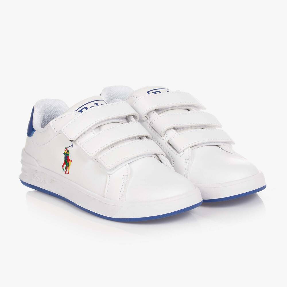 Polo Ralph Lauren - Boys White Velcro Logo Trainers | Childrensalon