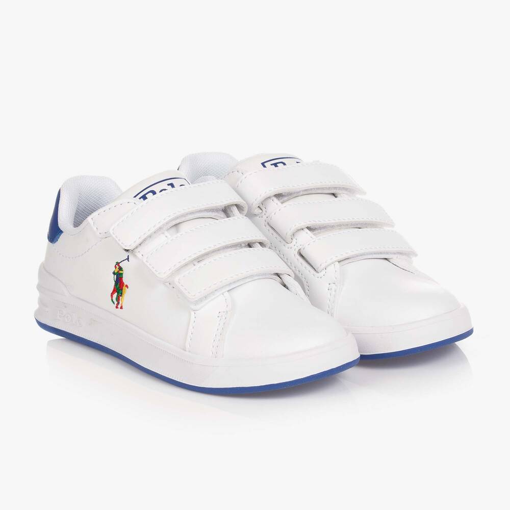 Polo Ralph Lauren - Baskets blanches à scratch garçon | Childrensalon