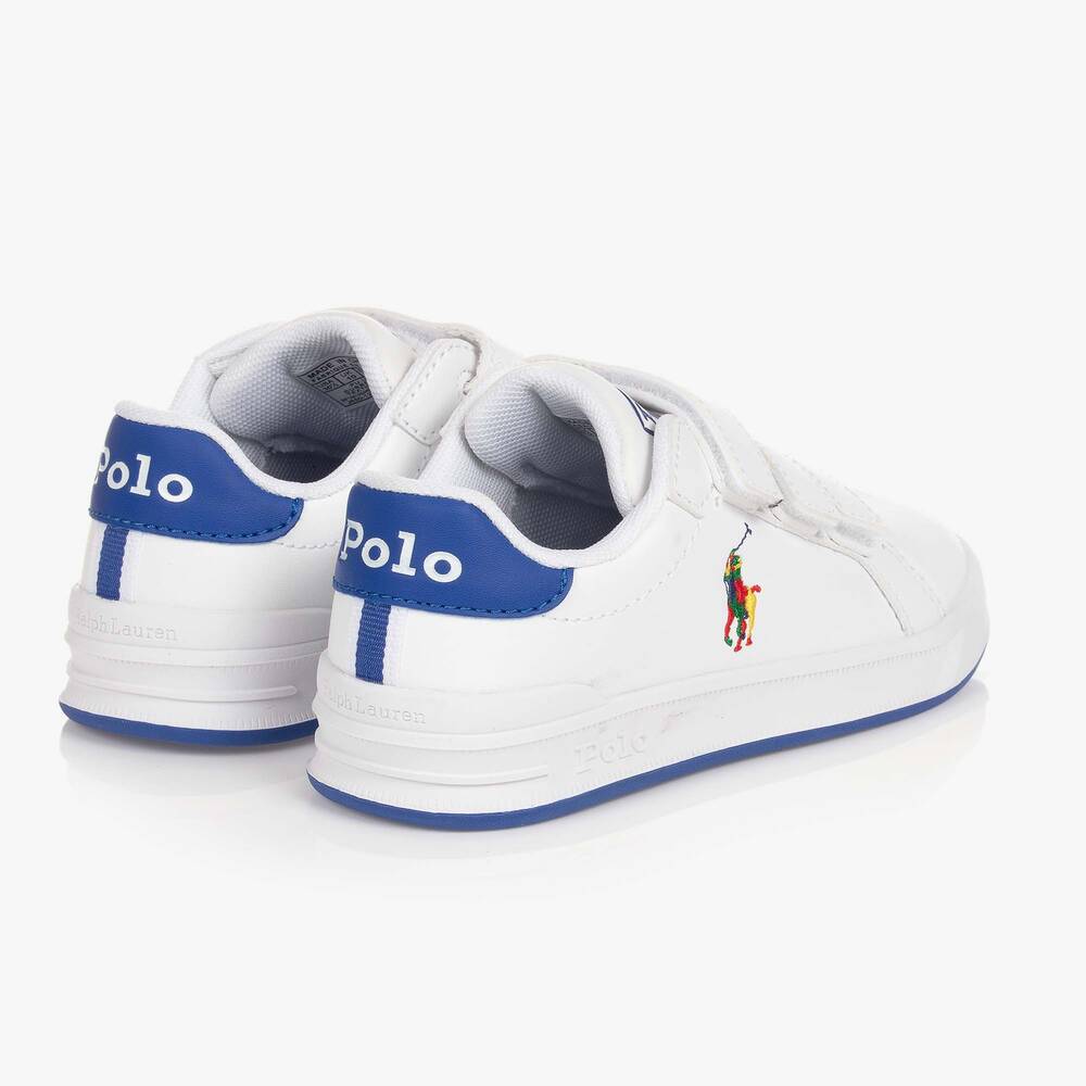 Polo Ralph Lauren Boys White Velcro Logo Trainers Childrensalon Outlet