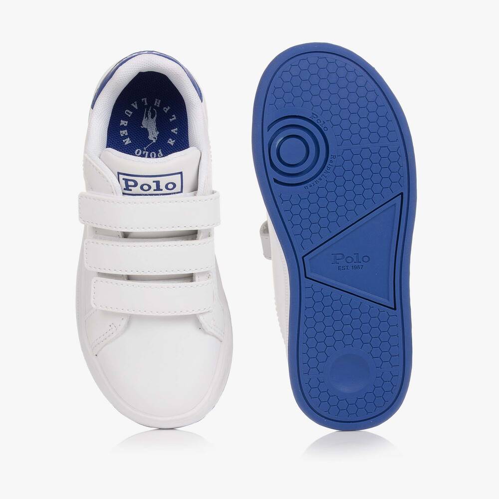 Polo Ralph Lauren Boys White Velcro Logo Trainers