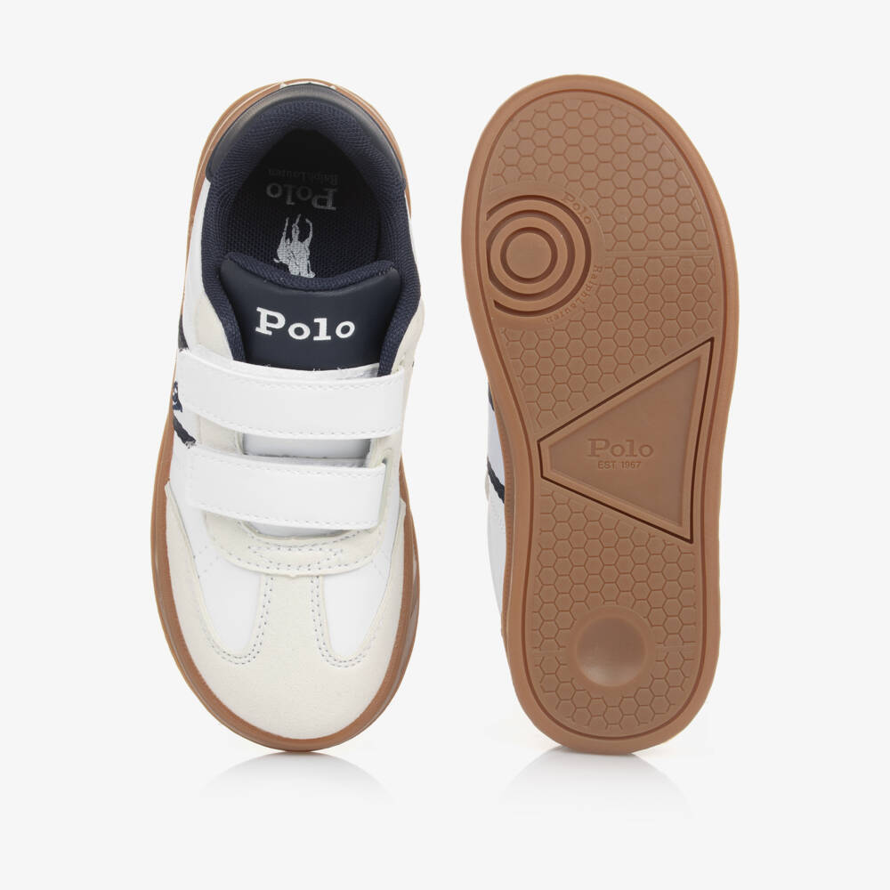 Ralph Lauren-Boys White Velcro Logo Trainers | Childrensalon Outlet