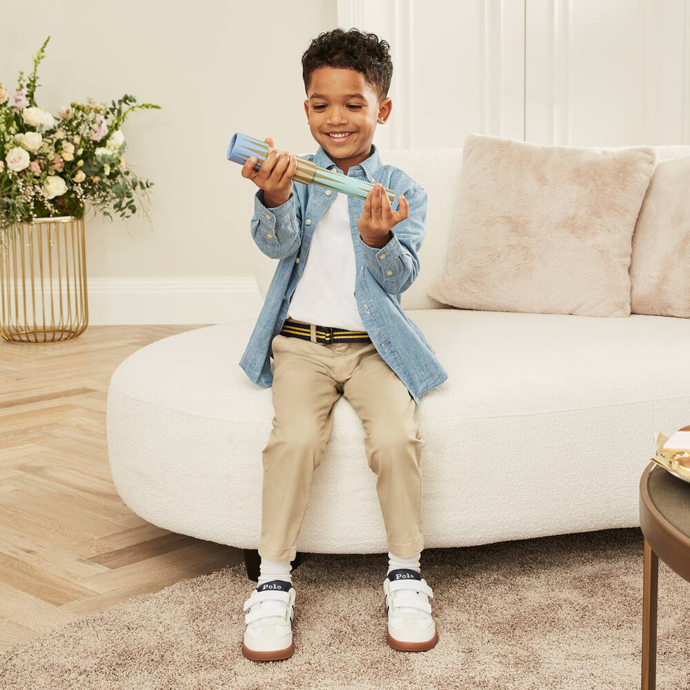 Ralph Lauren-Boys White Velcro Logo Trainers | Childrensalon Outlet