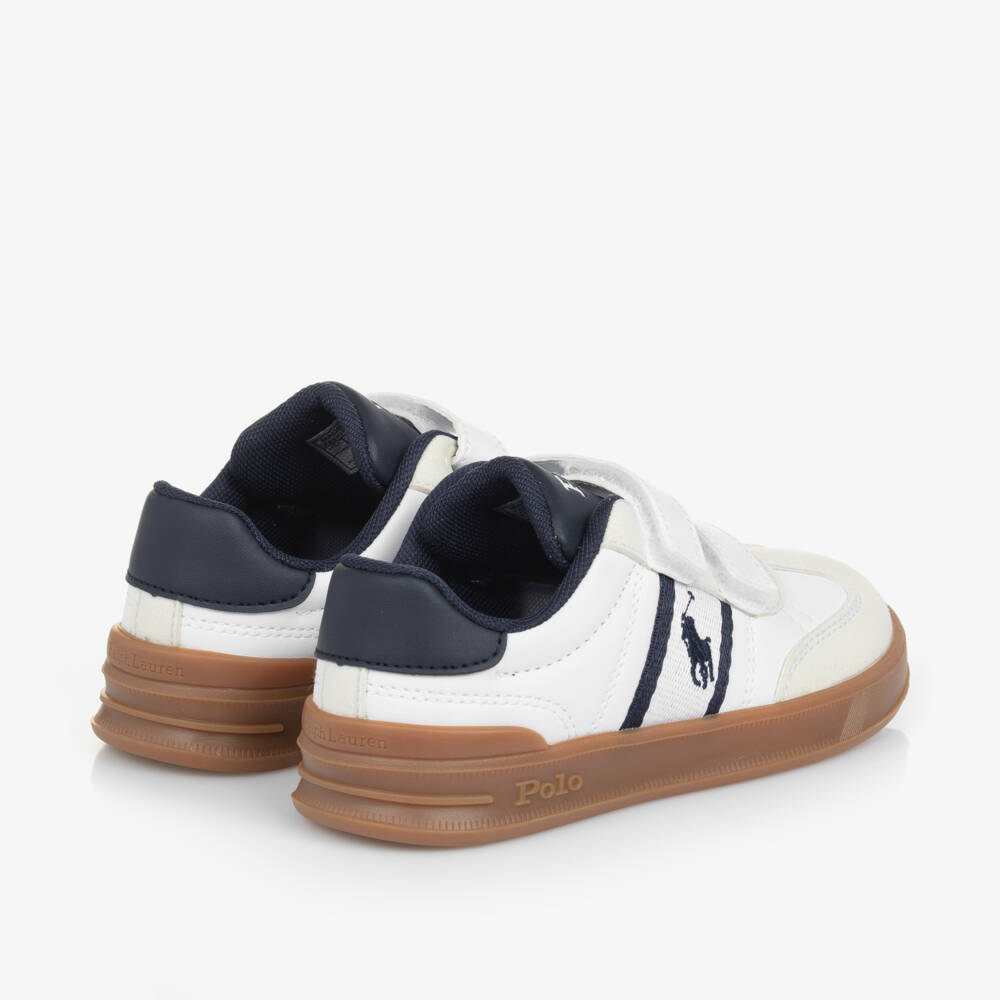 Ralph Lauren-Boys White Velcro Logo Trainers | Childrensalon Outlet
