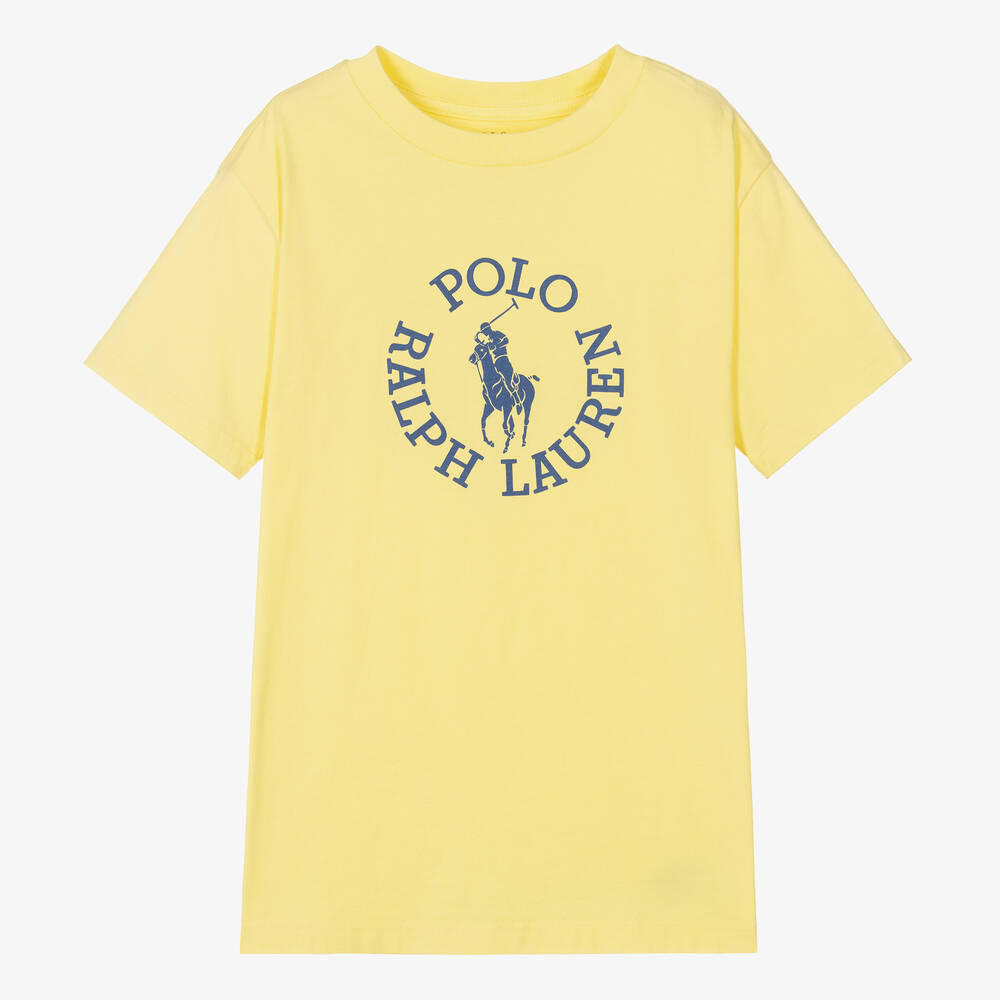 Ralph Lauren-تيشيرت قطن لون أصفر فاتح للأولاد | Childrensalon Outlet