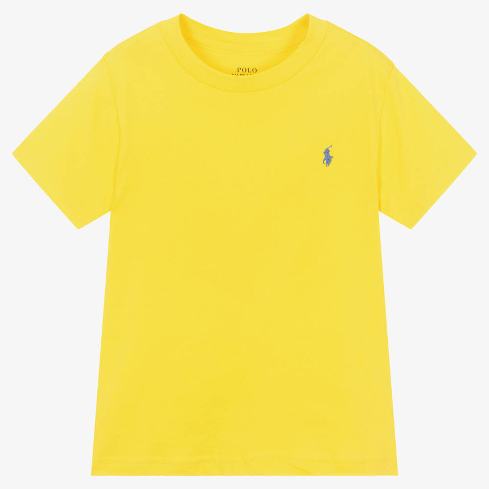 Polo Ralph Lauren - Boys Yellow Cotton Logo T-Shirt | Childrensalon