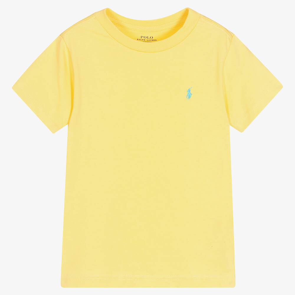 Polo Ralph Lauren - Boys Yellow Cotton Logo T-Shirt | Childrensalon