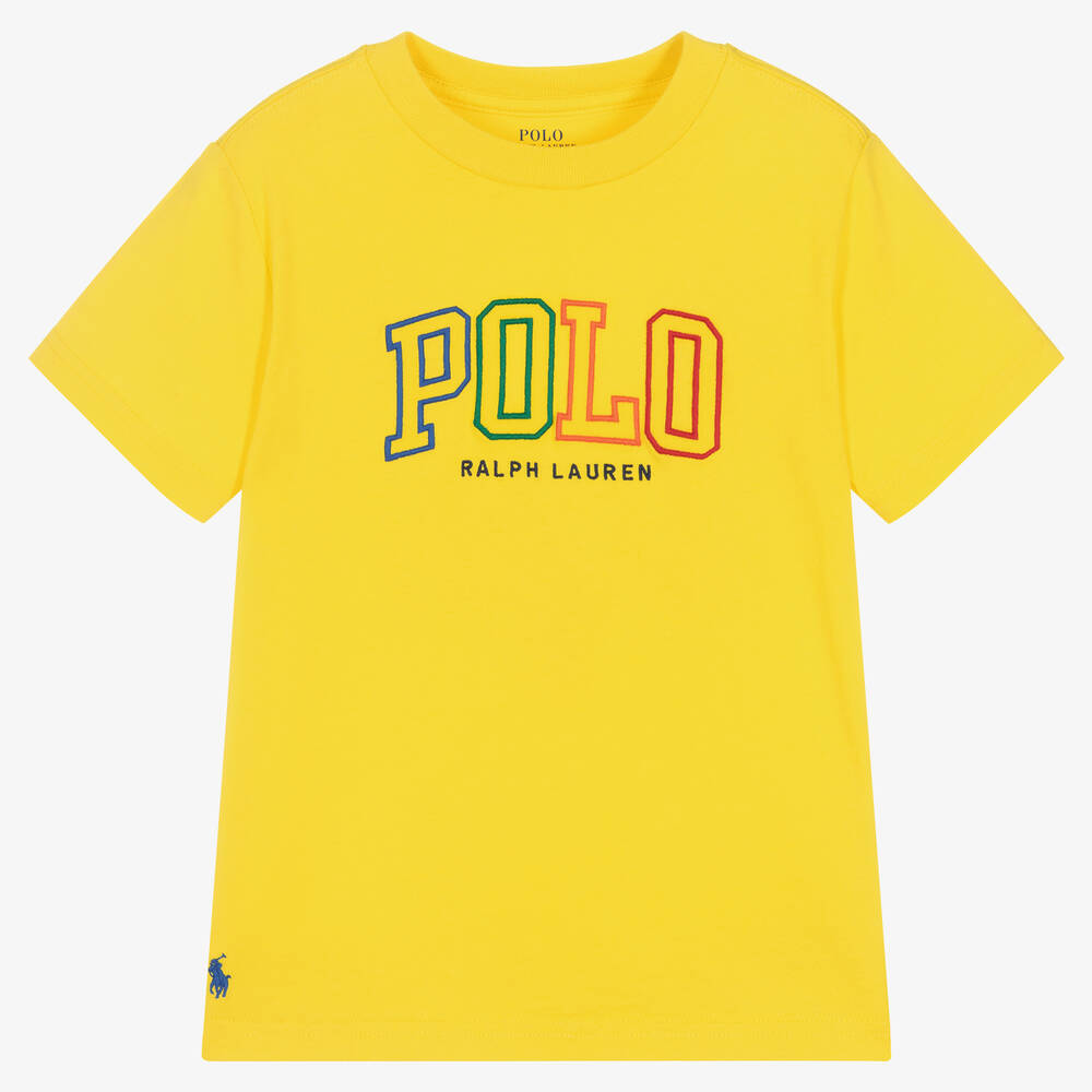 Polo Ralph Lauren - T-shirt jaune en coton garçon | Childrensalon