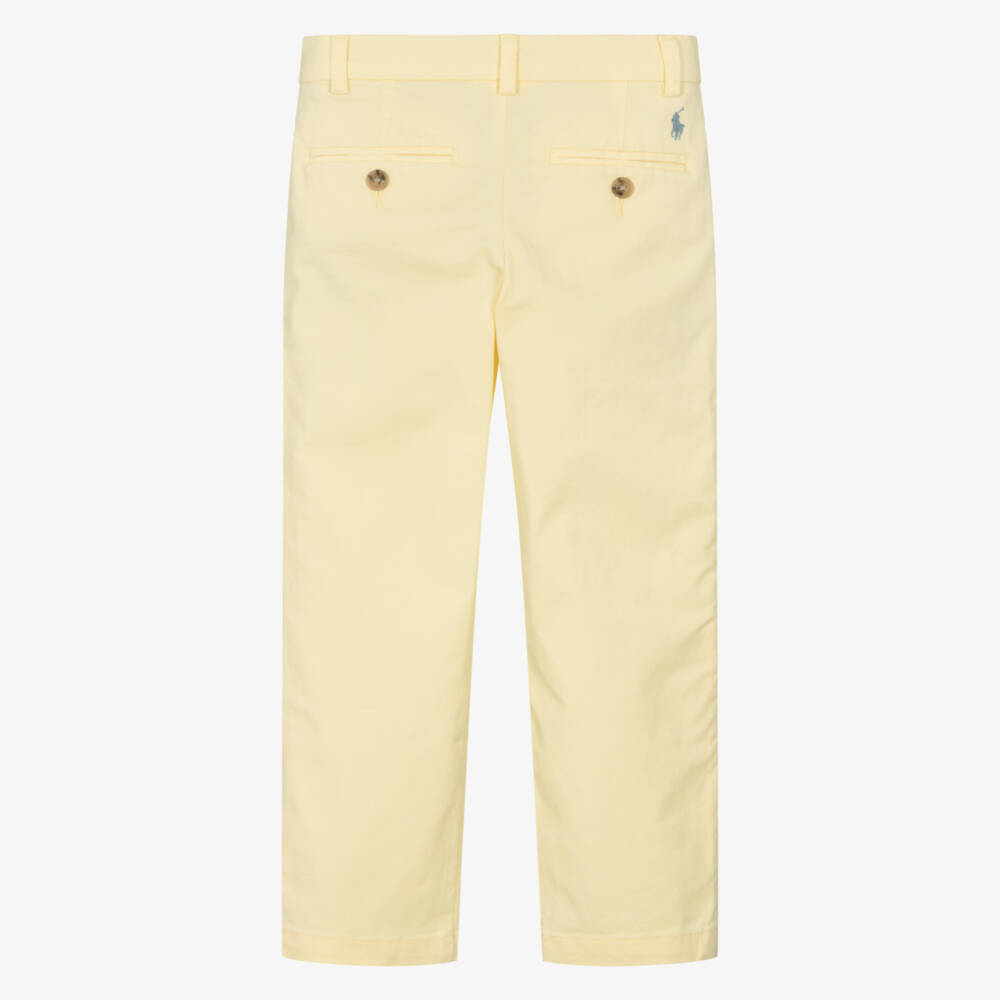 Ralph Lauren-Boys Yellow Cotton Straight Fit Trousers | Childrensalon Outlet