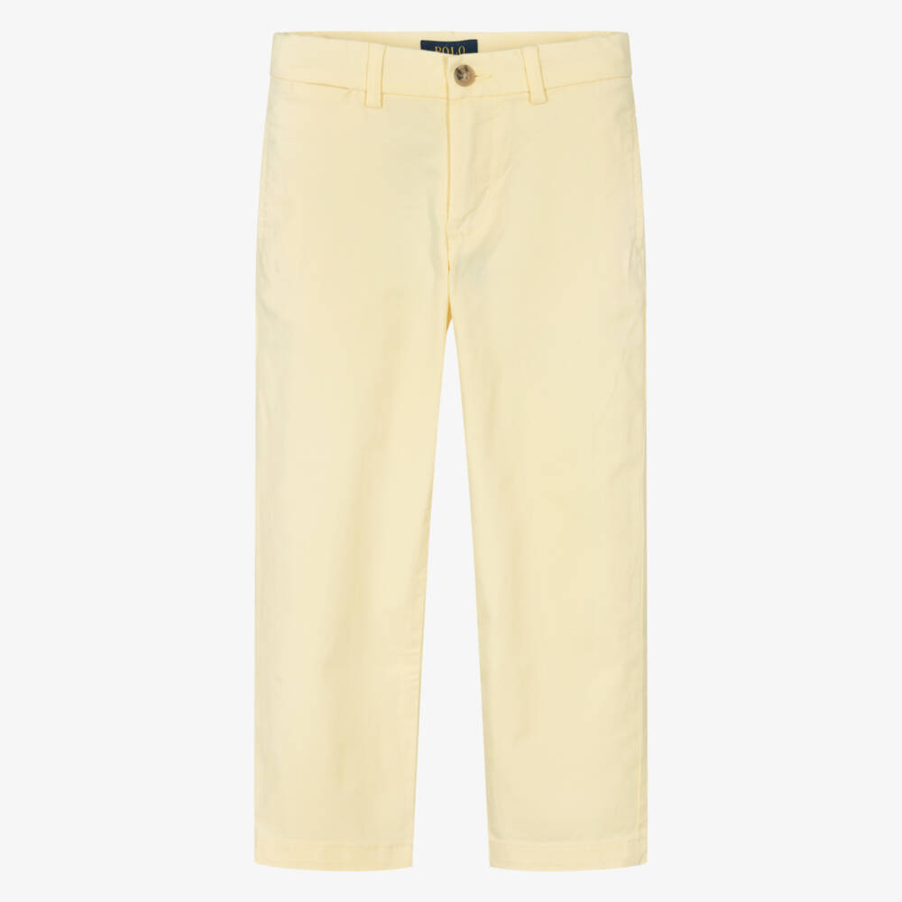 Ralph Lauren-Boys Yellow Cotton Straight Fit Trousers | Childrensalon Outlet