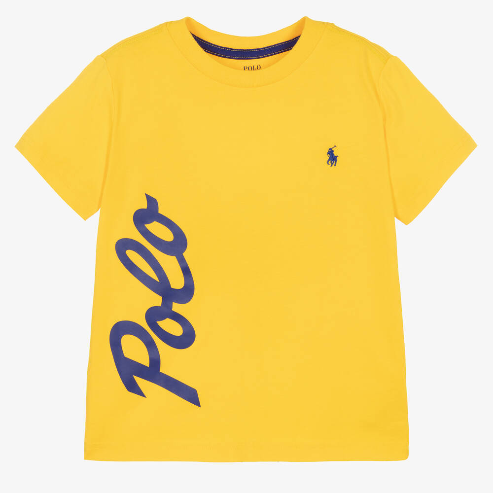 Ralph Lauren - Boys Yellow Cotton T-Shirt | Childrensalon