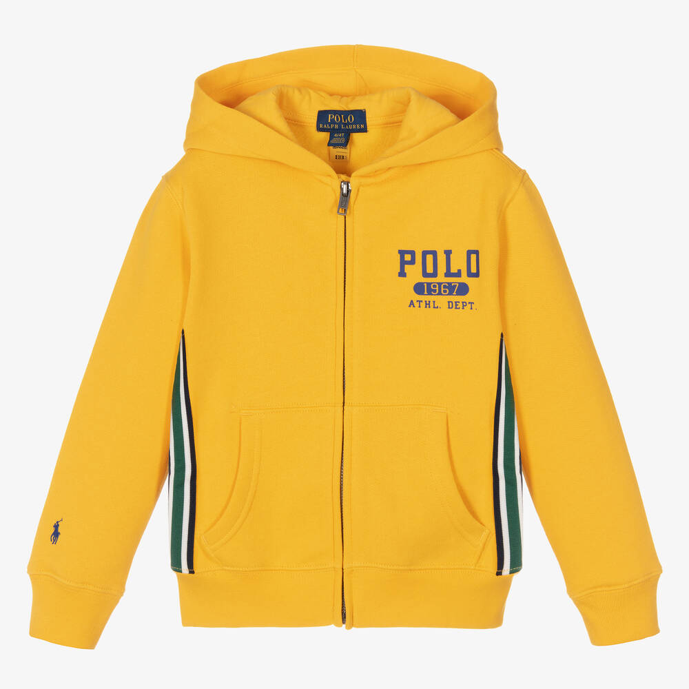 Polo Ralph Lauren - Boys Yellow Hooded Zip-Up Top | Childrensalon
