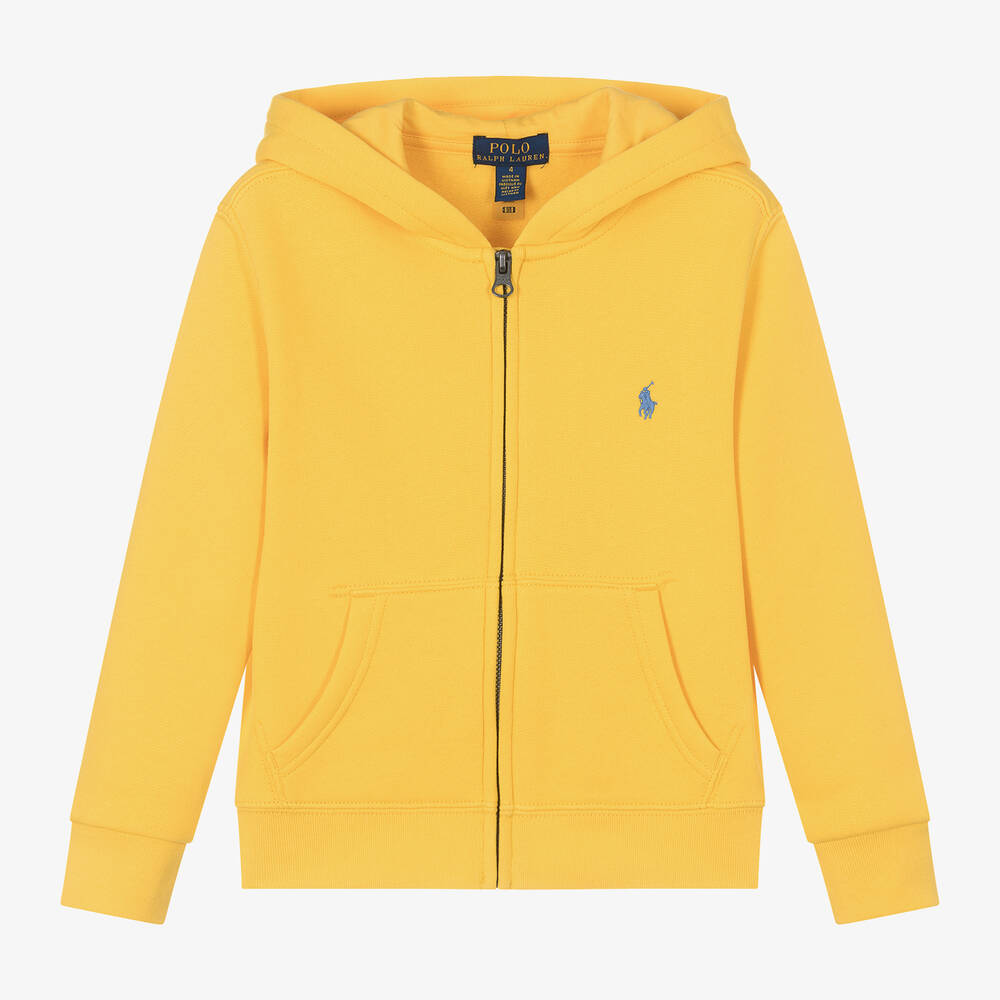 Ralph Lauren-Boys Yellow Hooded Zip-Up Top | Childrensalon Outlet