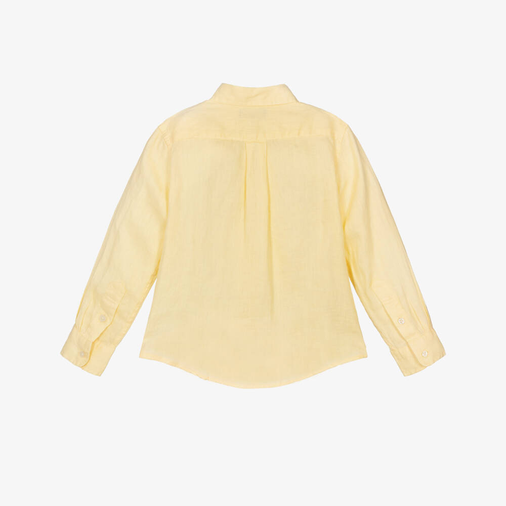 Ralph Lauren-Boys Yellow Linen Button-Down Collar Shirt | Childrensalon Outlet