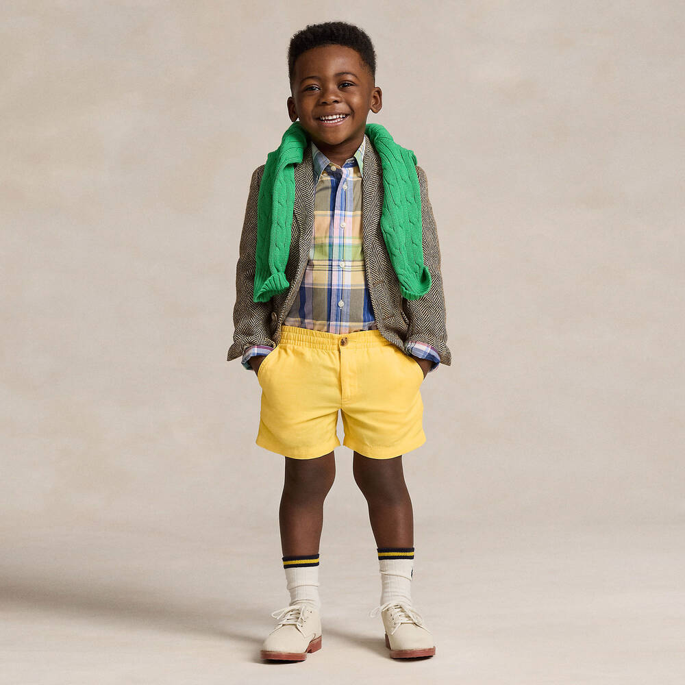 Ralph Lauren-Boys Yellow Linen & Cotton Shorts | Childrensalon Outlet